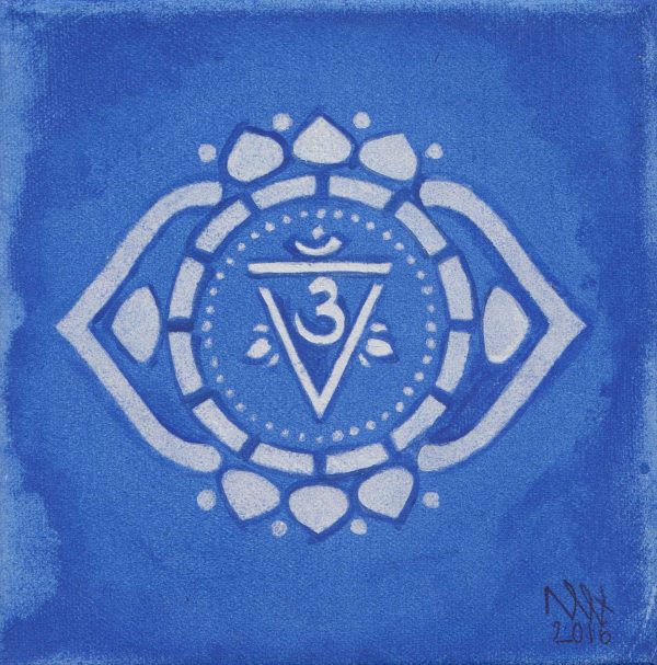 Third Eye Chakra painting by Alessandro Bruno. 2016, Egg tempera on canvas, 20cm by 20cm.